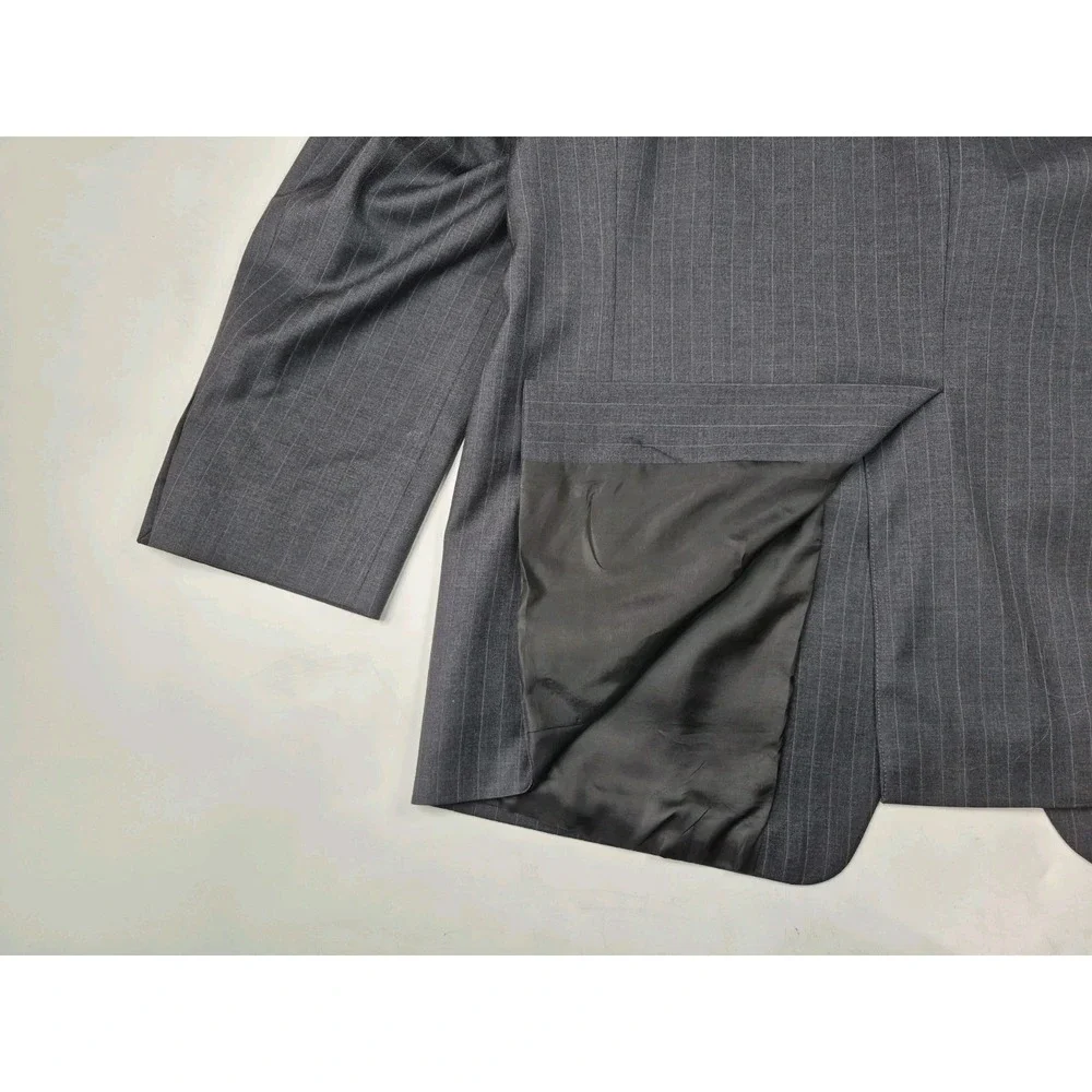 Lauren Ralph Lauren Mens Wool Sport Coat 48R Charcoal Pinstripe 2 Button Blazer